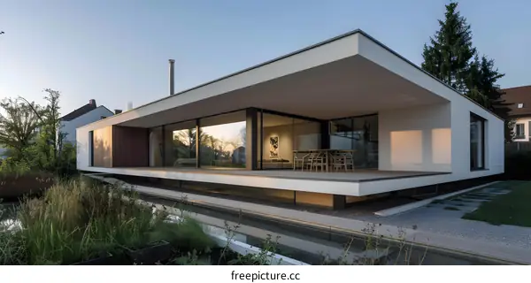 Modern Minimalist House with a Water Feature