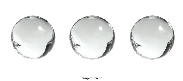 [Transparent Background PNG]Three Clear Glass Balls on White Background