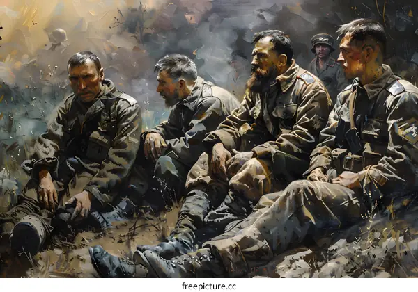 Soviet Soldiers Resting During a War