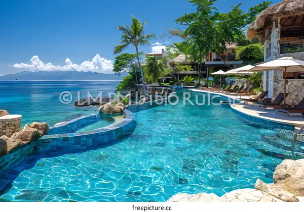An infinity pool with a view of the ocean