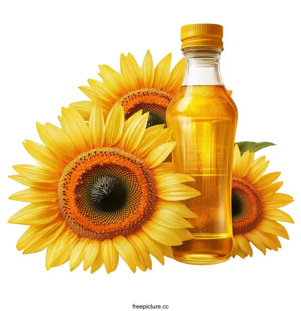 [Transparent Background PNG]Sunflower Oil Bottle Illustration