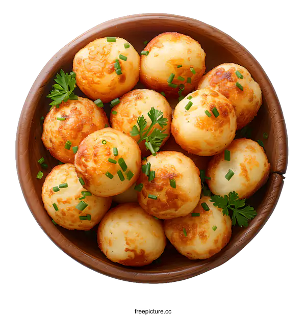[Transparent Background PNG]Fried potato balls with parsley