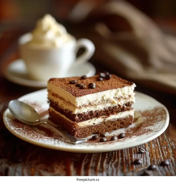 Tiramisu Cake with Coffee Beans