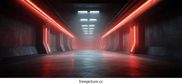 Futuristic Neon Corridor Interior Design