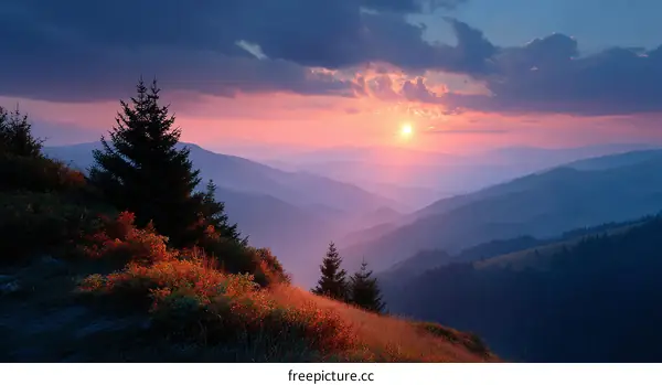 Majestic Mountain Sunset View