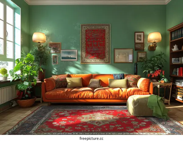 Green Plants Bring Life to a Well-Lit Living Room