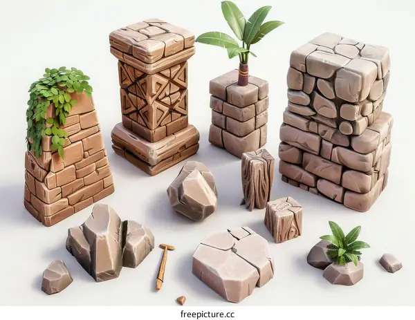 Hand-Painted Stylized Stone Assets for Game Development