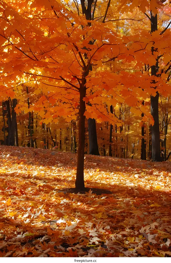 Autumn Leaves in a Forest