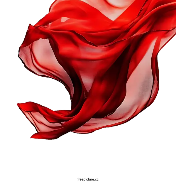 [Transparent Background PNG]Red Fabric Flowing in the Air