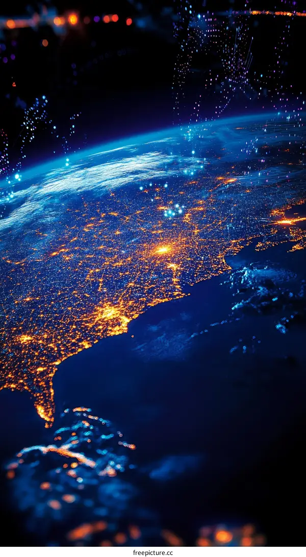 Global Connectivity Night View of Earth