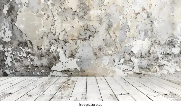 White Wooden Floor and Grunge Wall Texture