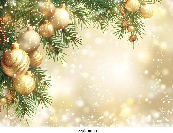 Christmas tree branch decorated with Christmas ornaments