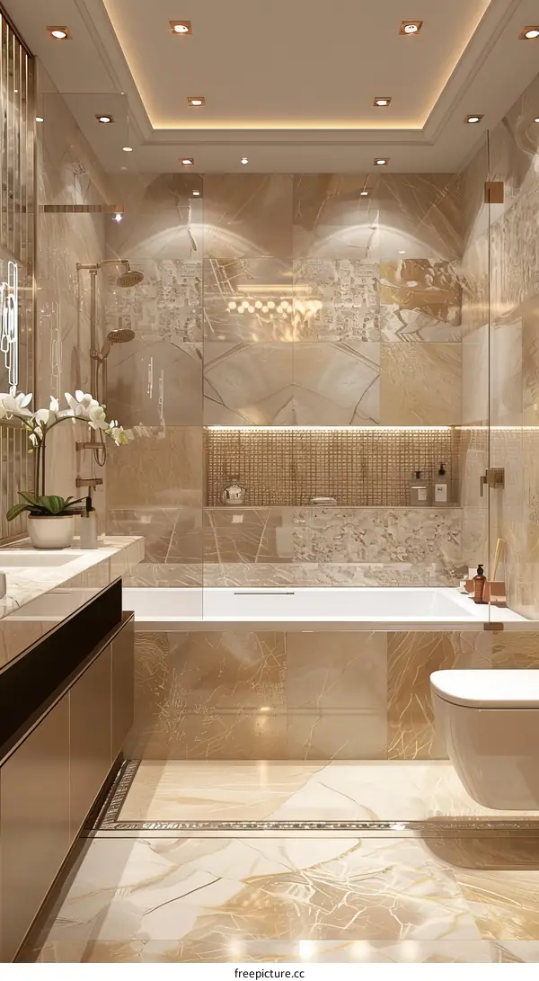 Luxury Beige Bathroom Design with Elegant Fixtures