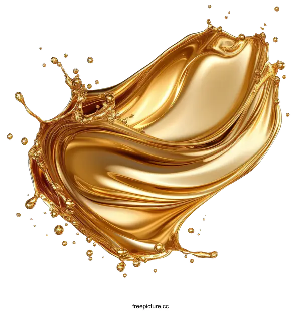 [Transparent Background PNG]Golden Liquid Splash Art Illustration