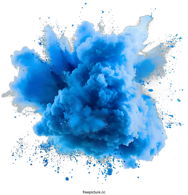 [Transparent Background PNG]Blue Ink Explosion on White Background