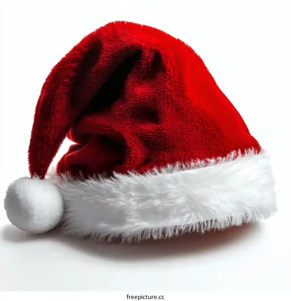 Red Christmas Santa Hat Isolated on White Background