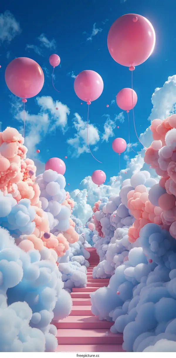 Pink Stairs with Pink Balloons