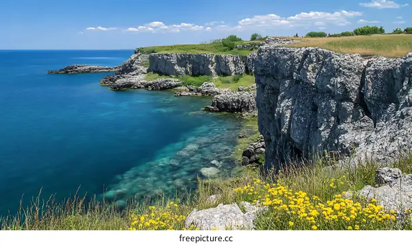 Rocky Coastline with Clear Blue Water