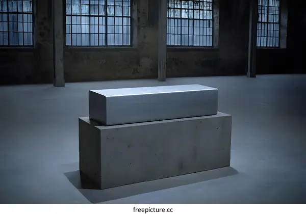 Minimalist Concrete and Metal Platform in Empty Room