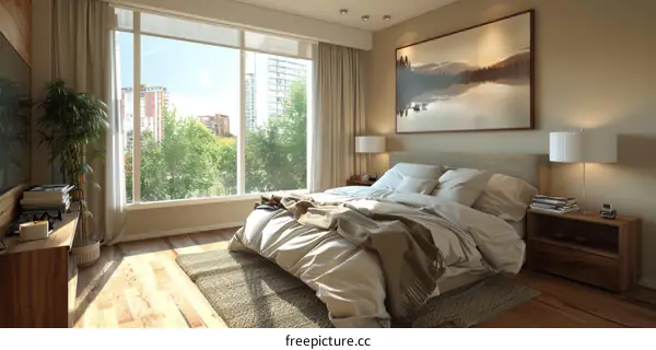 Modern Bedroom Interior Design with City View