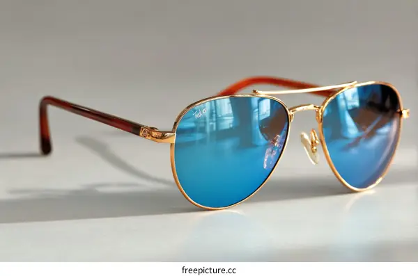 Stylish Gold Aviator Sunglasses with Blue Lenses