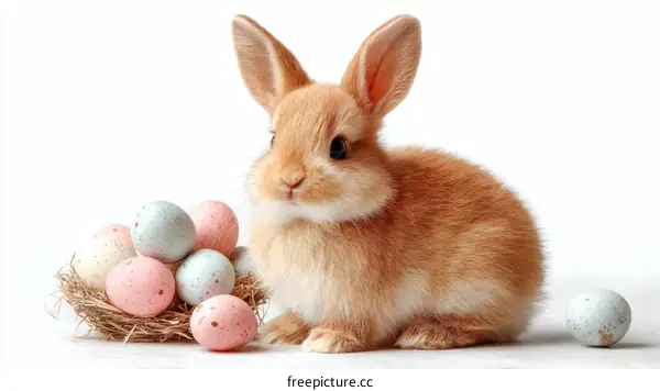 Adorable Baby Easter Bunny with Eggs