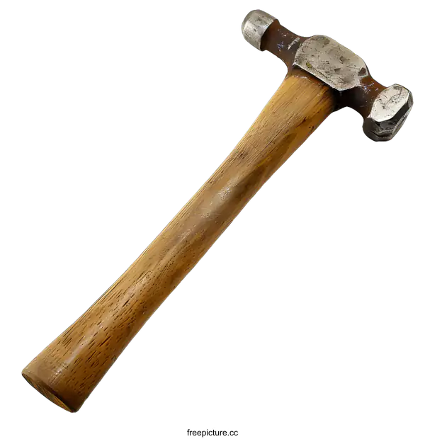 [Transparent Background PNG]Vintage Wooden Hammer with Steel Head