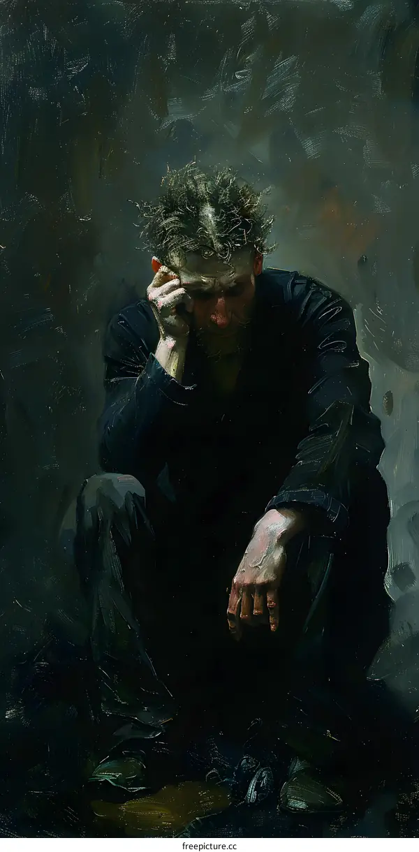 Portrait of a man with a beard and curly hair wearing a dark shirt