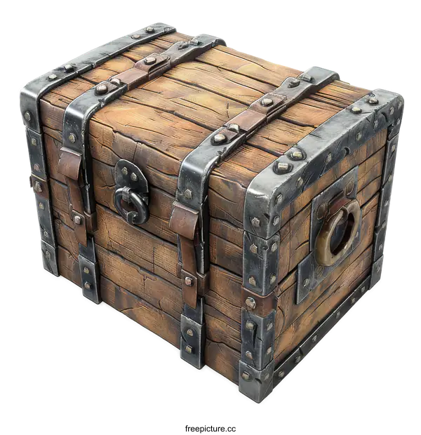 [Transparent Background PNG]An illustration of a wooden treasure chest