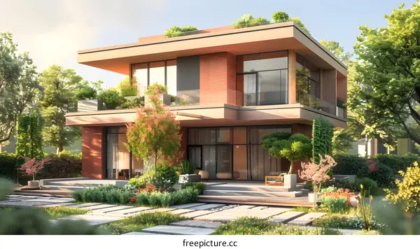 Modern Two Story Brick Home With Lush Green Yard