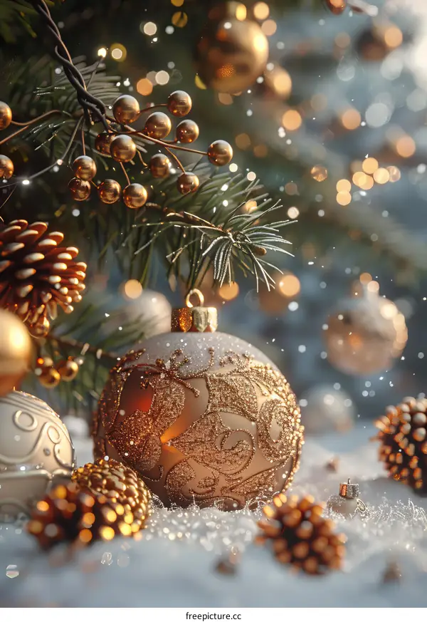Christmas Ornaments and Decorations with Golden Ball