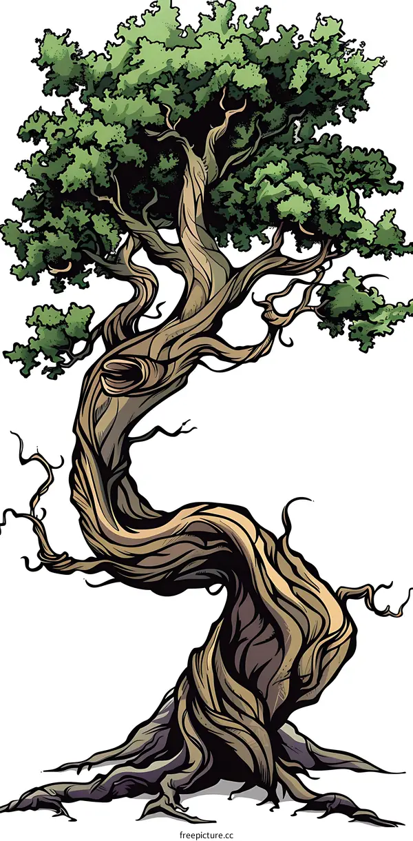 Twisted Bonsai Tree Illustration