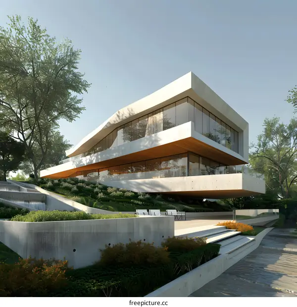 A modern house with a terrace and a garden