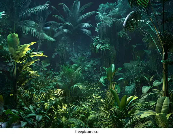 Tropical Rainforest Digital Art Illustration