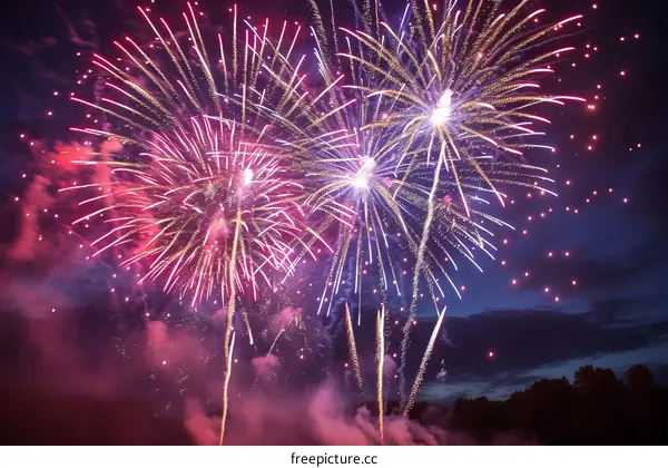 Fireworks light up the sky with brilliant colors