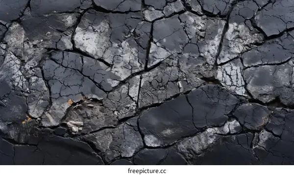 Black cracked asphalt texture background