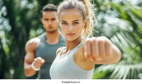 Focused Fitness Couple Outdoor Training