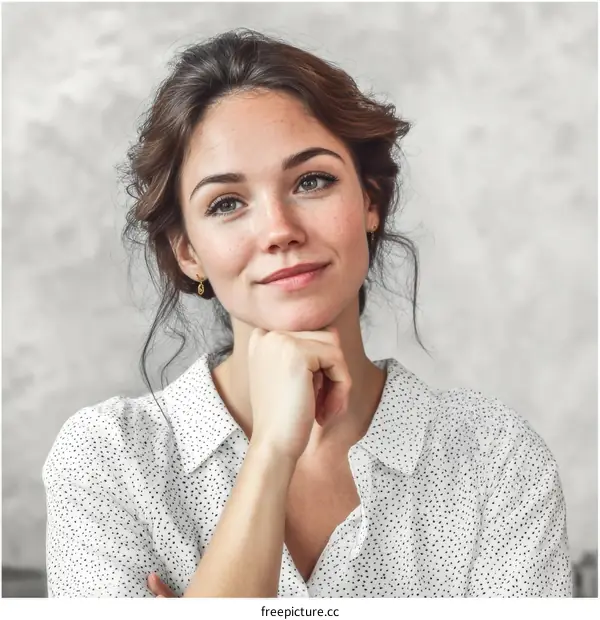 Thoughtful Woman Portrait in Studio Setting