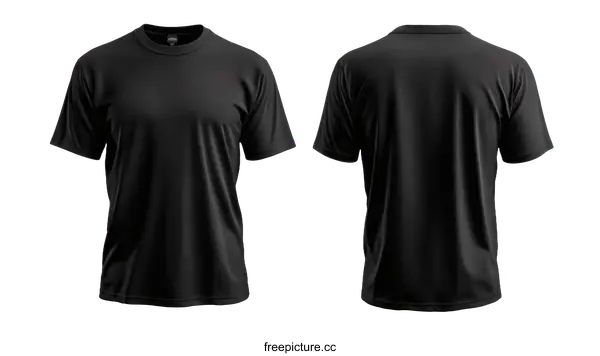 [Transparent Background PNG]Blank Black T-Shirt Mockup Front and Back View
