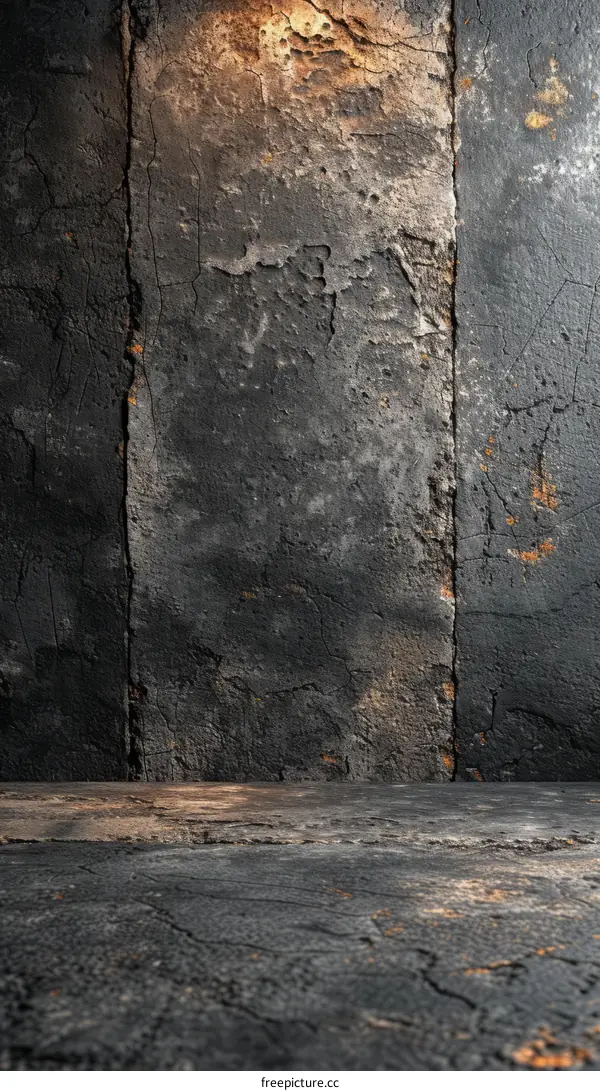 Dark Grunge Concrete Wall Background With Light