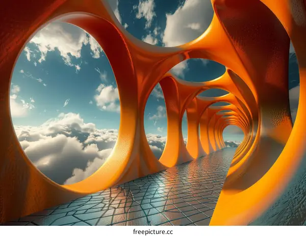 Surreal Futuristic Neon Corridor