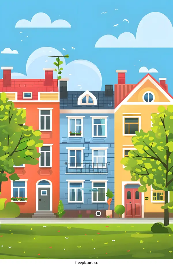 Colorful Houses on a Sunny Day