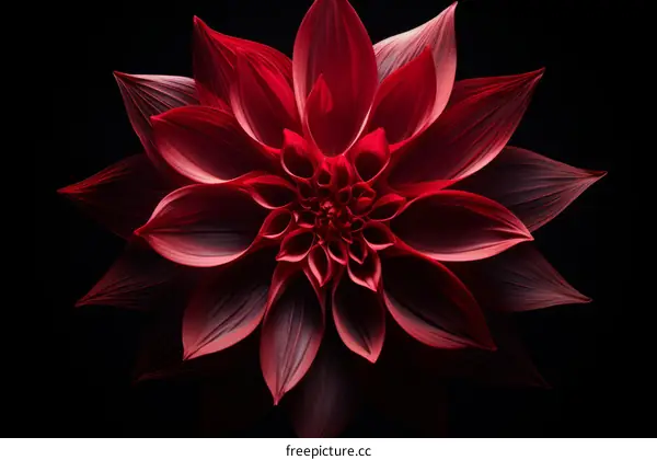 A red dahlia flower with a dark background