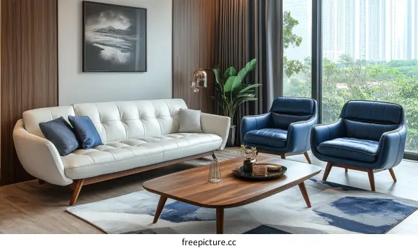 Modern Living Room Furniture Set with Sofa and Armchairs