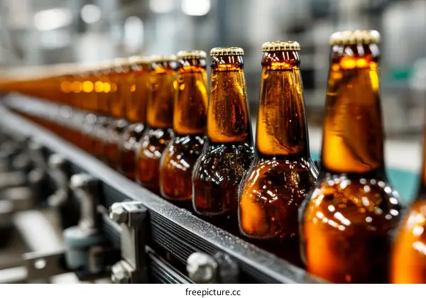 Beer Bottles on Production Line