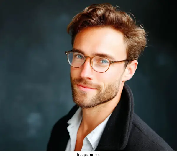 Stylish Caucasian Man Portrait with Glasses
