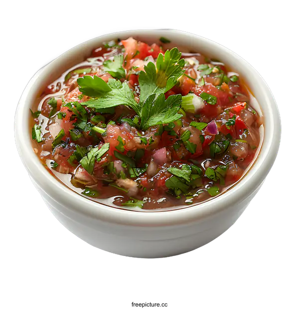 [Transparent Background PNG]Fresh Salsa in a White Bowl