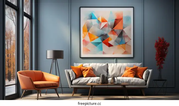 Bright and Stylish Living Room with Abstract Art