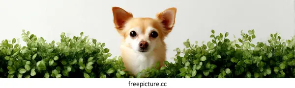 Adorable Chihuahua Dog Posing Amidst Greenery