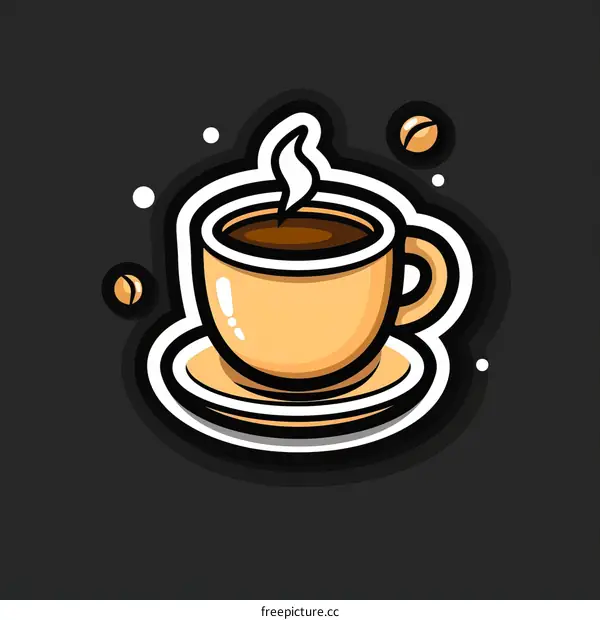 A cup of coffee with coffee beans